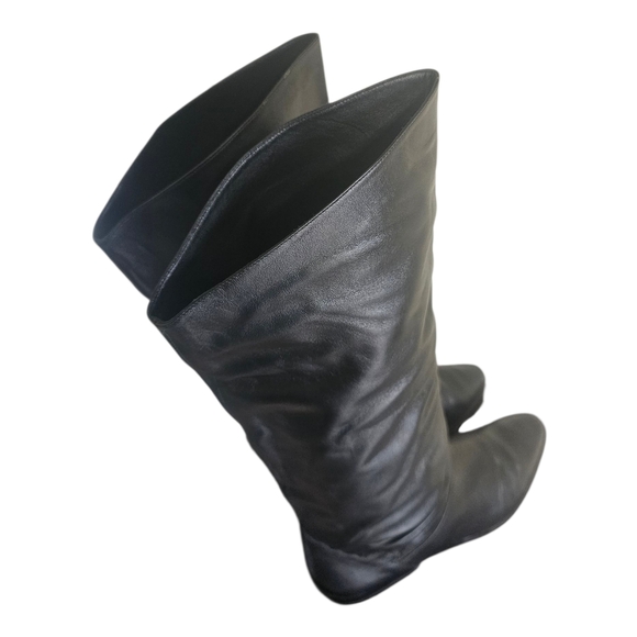 Vintage Mister Shoes Genuine Leather Black Pull On Mid Calf Boots 8M - Picture 8 of 9